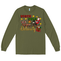 Army Green North Pole Delivery Santa Sleigh Long Sleeve Tee - Artiststas