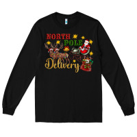 Black North Pole Delivery Santa Sleigh Long Sleeve Tee - Artiststas