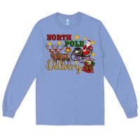 Colony Blue North Pole Delivery Santa Sleigh Long Sleeve Tee - Artiststas
