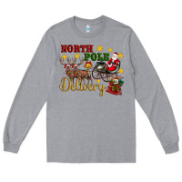Heather Grey North Pole Delivery Santa Sleigh Long Sleeve Tee - Artiststas