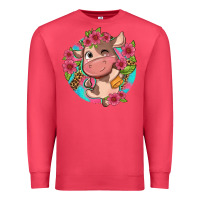 Cardinal cute cow pink flowers and leopard pattern Premium Sweatshirt - NancyCooperArtShop