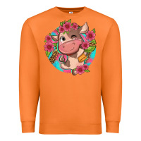 Carrot cute cow pink flowers and leopard pattern Premium Sweatshirt - NancyCooperArtShop