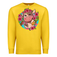 Lemon cute cow pink flowers and leopard pattern Premium Sweatshirt - NancyCooperArtShop