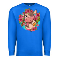 True Royal cute cow pink flowers and leopard pattern Premium Sweatshirt - NancyCooperArtShop