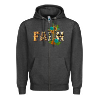 Charcoal Heather faith with cross Zipper Hoodie - BarkalooDesign