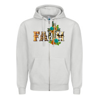 Dove Grey faith with cross Zipper Hoodie - BarkalooDesign