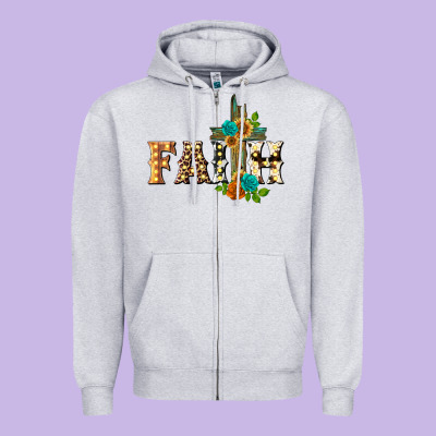 Faith With Cross Zipper Hoodie Designed By Barkaloodesign