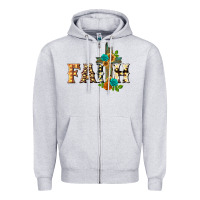 Heather Grey faith with cross Zipper Hoodie - BarkalooDesign