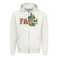 Oatmeal Heather faith with cross Zipper Hoodie - BarkalooDesign