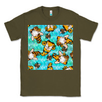 Army Green honey bee gnomes seamless pattern Classic Tee - BundleAndBundleShop