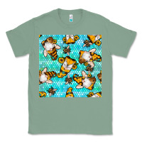 Sage honey bee gnomes seamless pattern Classic Tee - BundleAndBundleShop