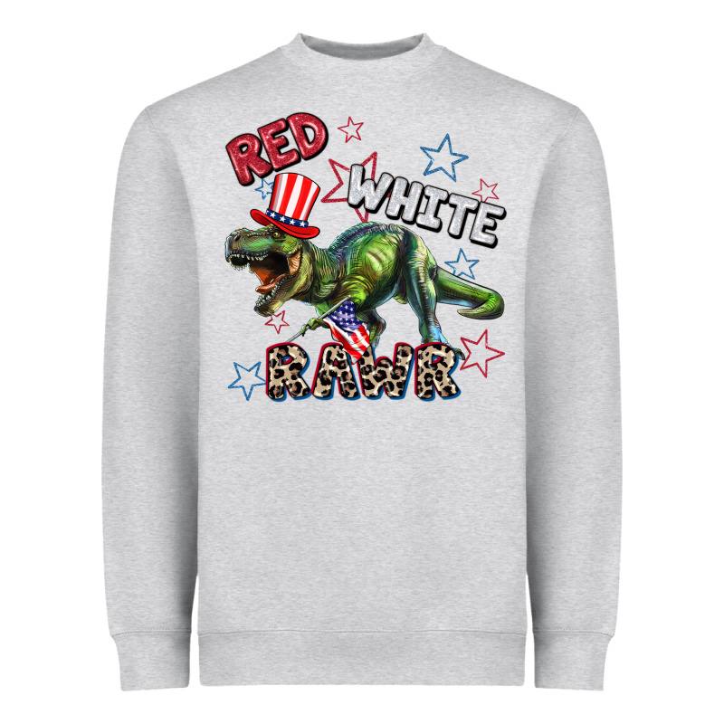 Red White Rawr 4th Of July Heavyweight Sweatshirt by CowGirlArtShop | Teevron