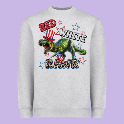 Red White Rawr 4th Of July Heavyweight Sweatshirt Designed By Cowgirlartshop