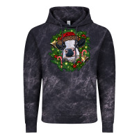 Cloud Black heifer cow with Christmas wreath Vintage Hoodie - RanaPortraitStore