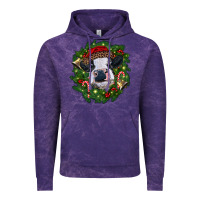 Cloud Purple heifer cow with Christmas wreath Vintage Hoodie - RanaPortraitStore