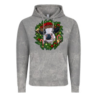 Cloud Rock heifer cow with Christmas wreath Vintage Hoodie - RanaPortraitStore