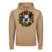 Vintage Coffee heifer cow with Christmas wreath Vintage Hoodie - RanaPortraitStore