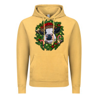Vintage Mustard heifer cow with Christmas wreath Vintage Hoodie - RanaPortraitStore