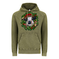 Vintage Olive heifer cow with Christmas wreath Vintage Hoodie - RanaPortraitStore