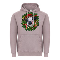 Vintage Zinc heifer cow with Christmas wreath Vintage Hoodie - RanaPortraitStore