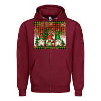 Burgundy Christmas gnomes Zipper Hoodie - Jasminsmagicworld