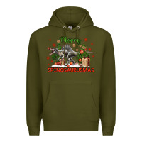 Army Green merry spinosaurusmas Premium Hoodie - LillyAllenDesigns