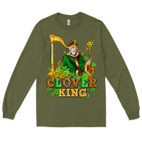 Army Green st patricks clover king  with shamrocks Long Sleeve Tee - AdoDesignShop