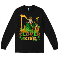 Black st patricks clover king  with shamrocks Long Sleeve Tee - AdoDesignShop
