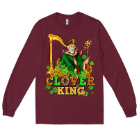 Burgundy st patricks clover king  with shamrocks Long Sleeve Tee - AdoDesignShop