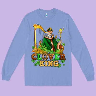 St Patricks Clover King  With Shamrocks Long Sleeve Tee Designed By Adodesignshop