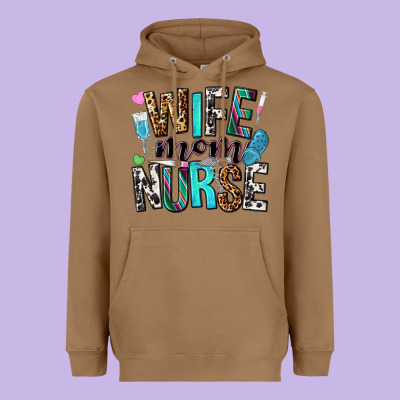 Wife Mom Nurse Heavyweight Hoodie Designed By Nancycooperartshop