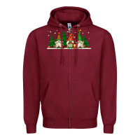 Burgundy Christmas gnomes Zipper Hoodie - Jasminsmagicworld