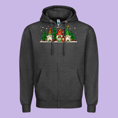 Christmas Gnomes Zipper Hoodie Designed By Jasminsmagicworld