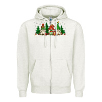 Oatmeal Heather Christmas gnomes Zipper Hoodie - Jasminsmagicworld