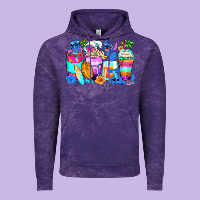 Stitch Summer Coffee Cups Vintage Hoodie Designed By Zillion Design Studio