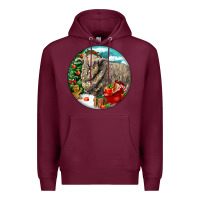 Burgundy christmas merino wool sheep Premium Hoodie - LillyAllenDesigns