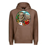 Chestnut christmas merino wool sheep Premium Hoodie - LillyAllenDesigns