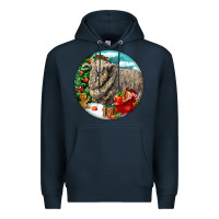 Navy christmas merino wool sheep Premium Hoodie - LillyAllenDesigns