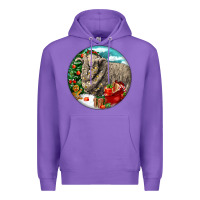 Purple christmas merino wool sheep Premium Hoodie - LillyAllenDesigns