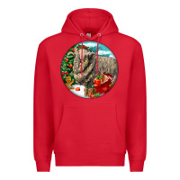 Red christmas merino wool sheep Premium Hoodie - LillyAllenDesigns