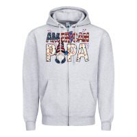 Heather Grey american papa with gnome Zipper Hoodie - NancyCooperArtShop