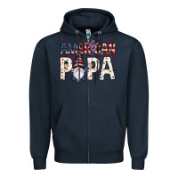 Navy american papa with gnome Zipper Hoodie - NancyCooperArtShop