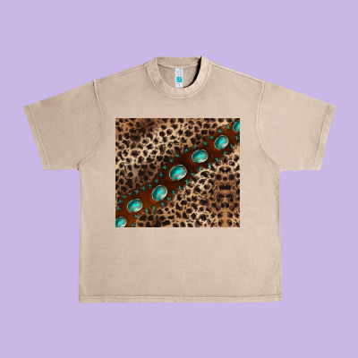 Leopard Gemstone Leather Urban Heavy Tee Designed By Barkaloodesign