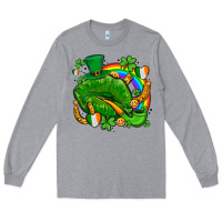 Heather Grey st patricks lips with horseshoe rainbow and shamrocks Long Sleeve Tee - AdoDesignShop