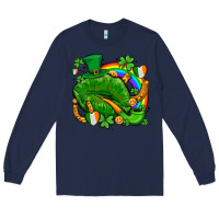 Navy st patricks lips with horseshoe rainbow and shamrocks Long Sleeve Tee - AdoDesignShop
