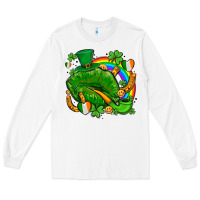White st patricks lips with horseshoe rainbow and shamrocks Long Sleeve Tee - AdoDesignShop