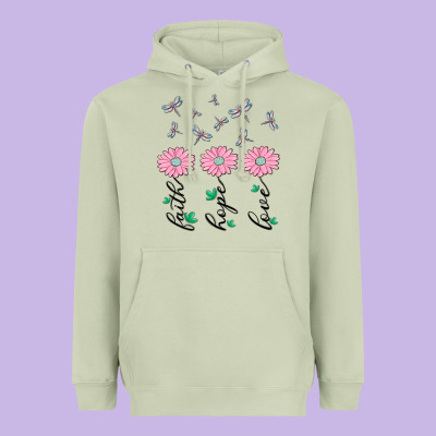 Faith Hope Love Heavyweight Hoodie Designed By Maliassmallbusiness