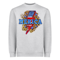Heather Grey Merica lightning bolt Heavyweight Sweatshirt - Neo Western