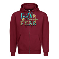 Burgundy faith over fear with cross Zipper Hoodie - BarkalooDesign