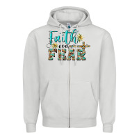 Dove Grey faith over fear with cross Zipper Hoodie - BarkalooDesign